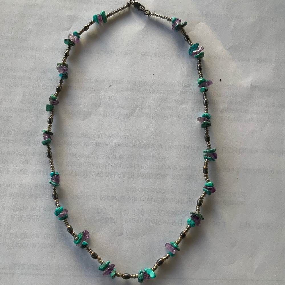 AUTHENTIC TURQUOISE AND ROSE QUARTZ NECKLACE
